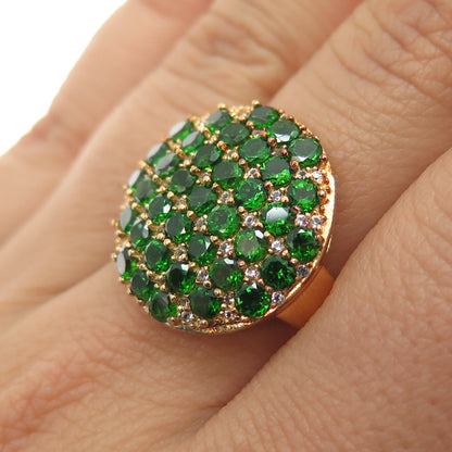 HAROLD TRUJILLO 925 Sterling Gold Plated Vintage Chrome Diopside Ring Size 7.25
