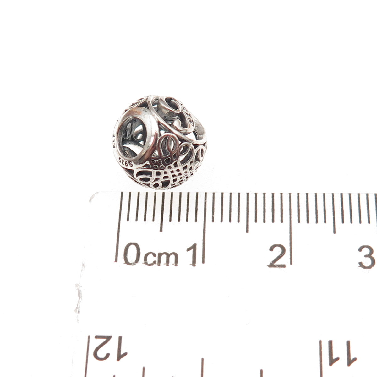 Pandora 925 Sterling Silver C Z Letter F Initial Slide Bead Charm