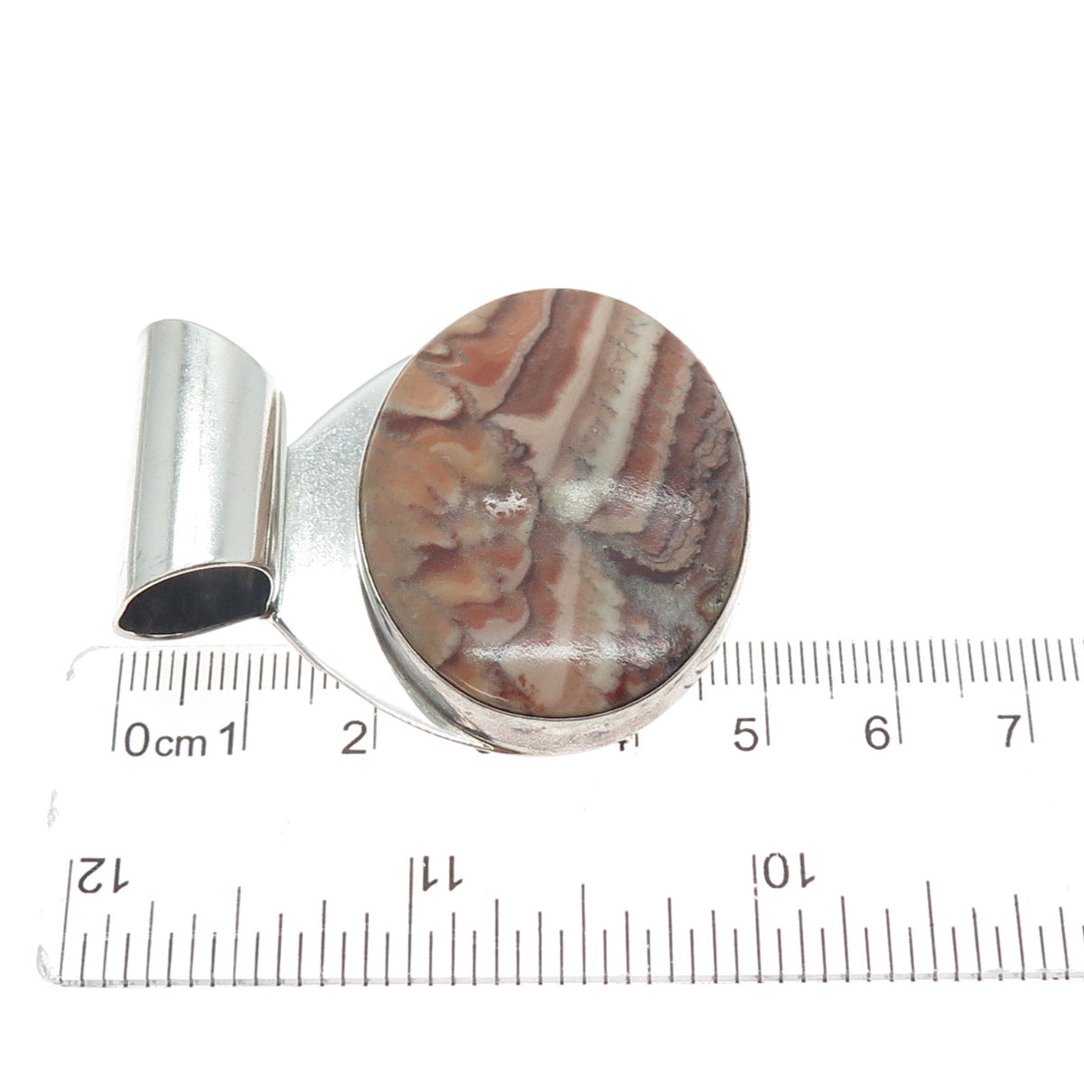 GENEVA RAMONE Silver Creations Old Pawn 925 Sterling Vintage Agate Slide Pendant