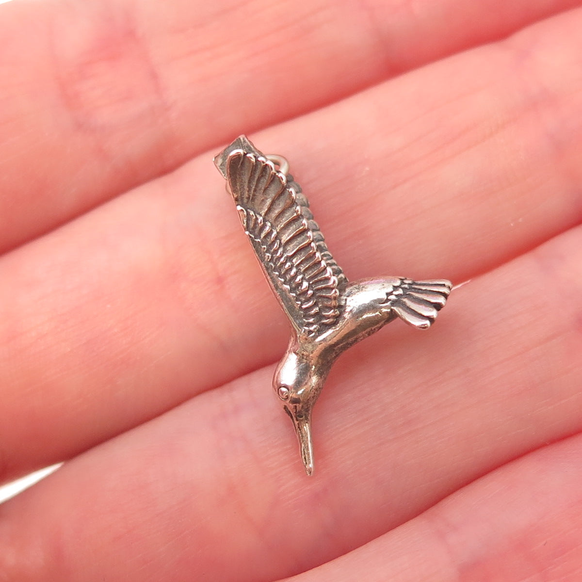 Sunwest Old Pawn 925 Sterling Silver Vintage Hummingbird Tribal Charm Pendant