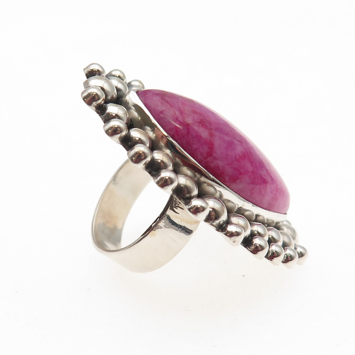 925 Sterling Vintage Pink Rainbow Moonstone Adjustable Statement Ring Size 6