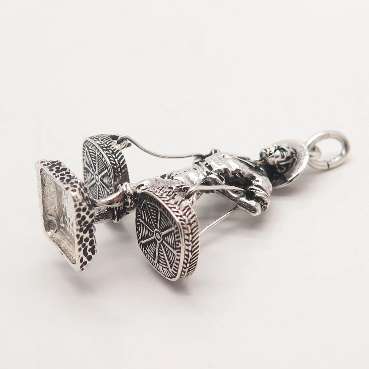 925 Sterling Silver Vintage Fishmonger Pendant