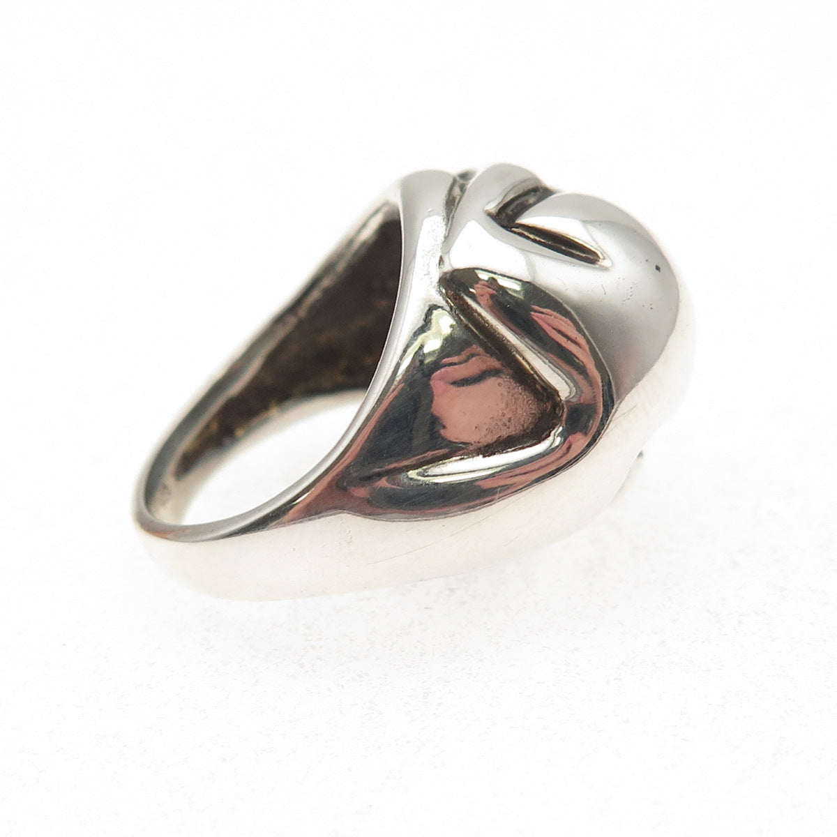 925 Sterling Silver Vintage Pregnant Woman Oxidized Dome Ring Size 4.5