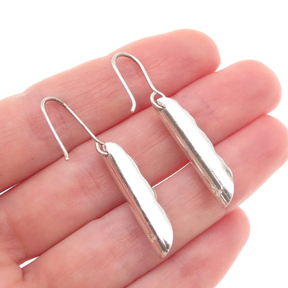 950 Silver Vintage Real Pearl Modernist Peapod Dangle Earrings