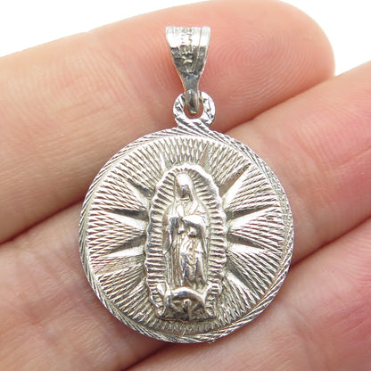 925 Sterling Silver Vintage Mexico St. Mary Engraved Religious Pendant