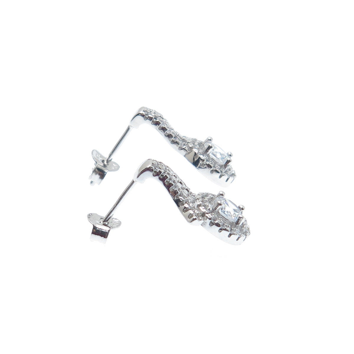 PRIZM 925 Sterling Silver Round-Cut C Z Sparkle Earrings