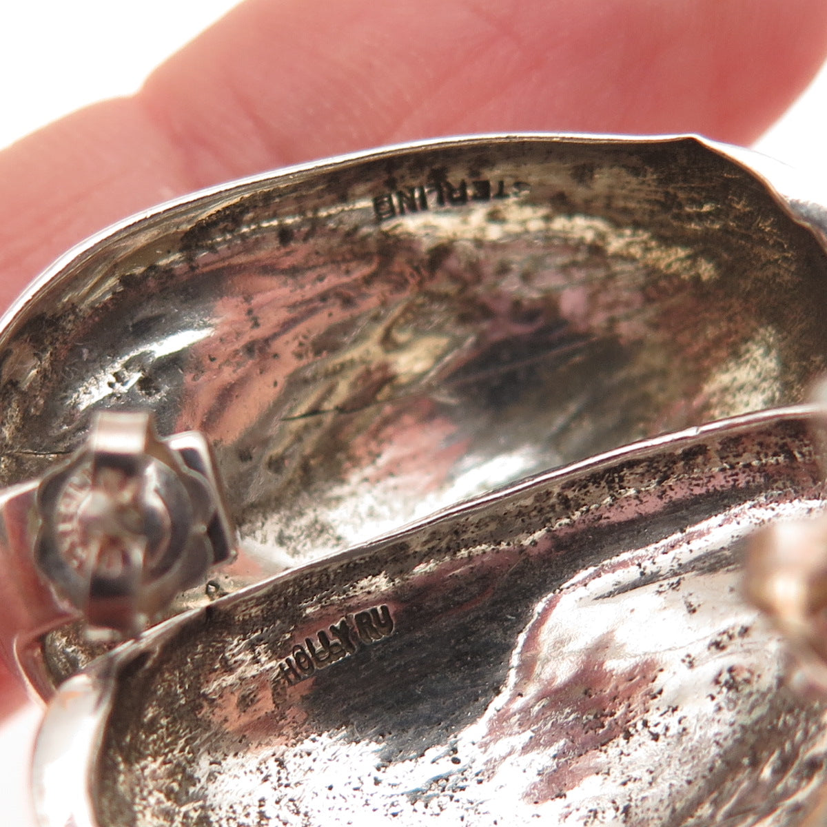 HOLLY RU 925 Sterling Silver Vintage Modernist Earrings