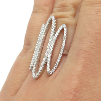 925 Sterling Silver Pave C Z Statement Ring Size 5