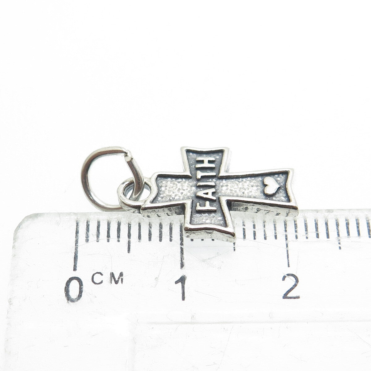 SUNDANCER 925 Sterling Silver Vintage "Faith" Cross Religious Minimalist Pendant