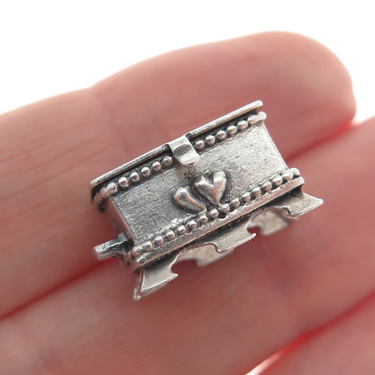 BEAU 925 Sterling Silver Vintage Hope Chest Box Minimalist Charm Pendant