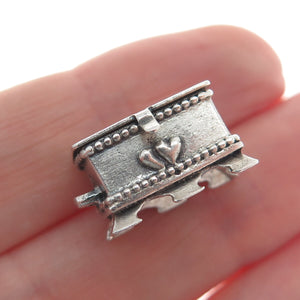 BEAU 925 Sterling Silver Vintage Hope Chest Box Minimalist Charm Pendant