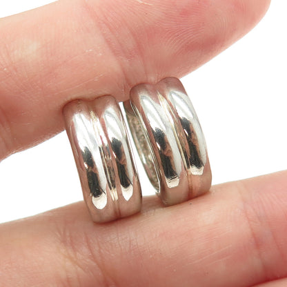 925 Sterling Silver Vintage Puffy Ribbed Hoop Earrings