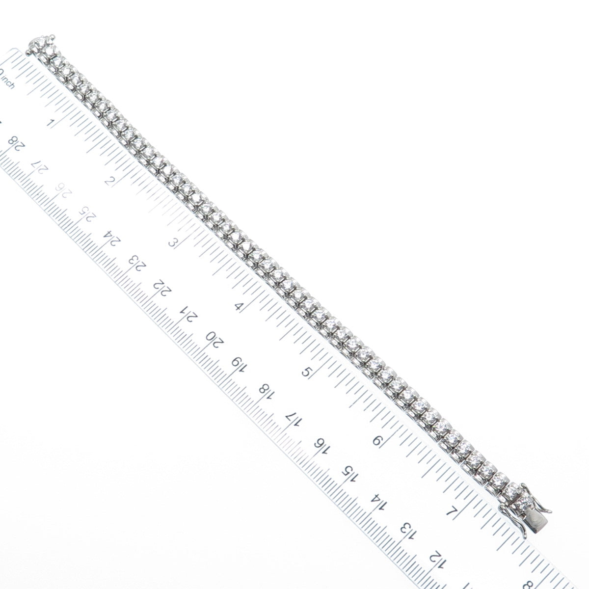 925 Sterling Silver Round-Cut Shaped C Z Tennis Link Bracelet 7.25"