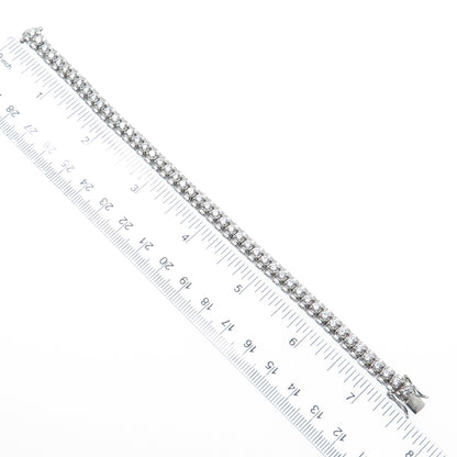 925 Sterling Silver Round-Cut Shaped C Z Tennis Link Bracelet 7.25"