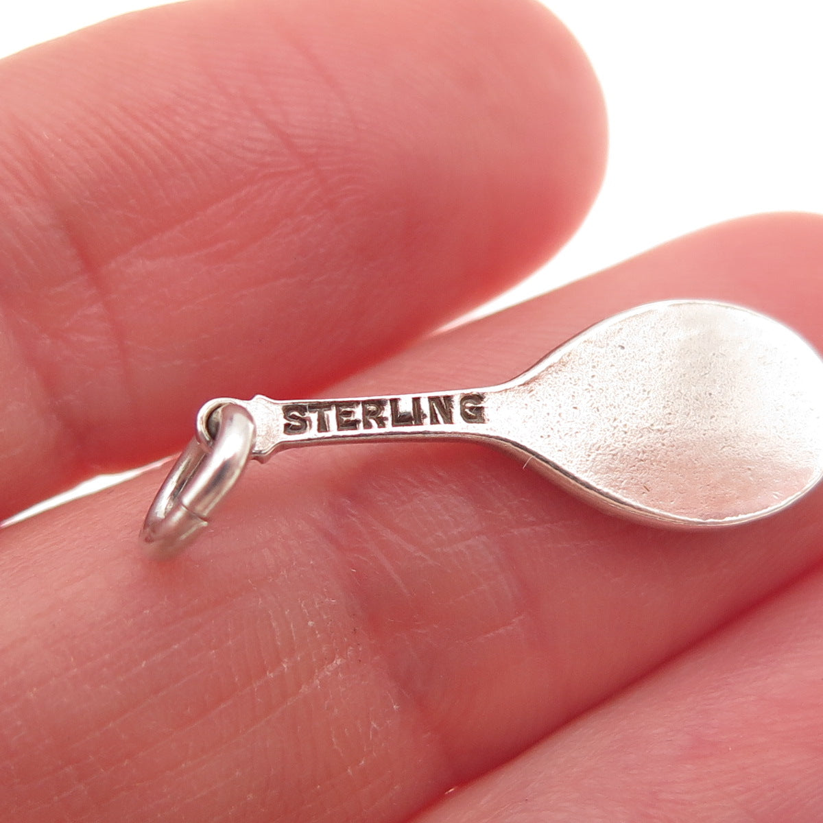 925 Sterling Silver Vintage Tennis Racket Oxidized Charm Pendant
