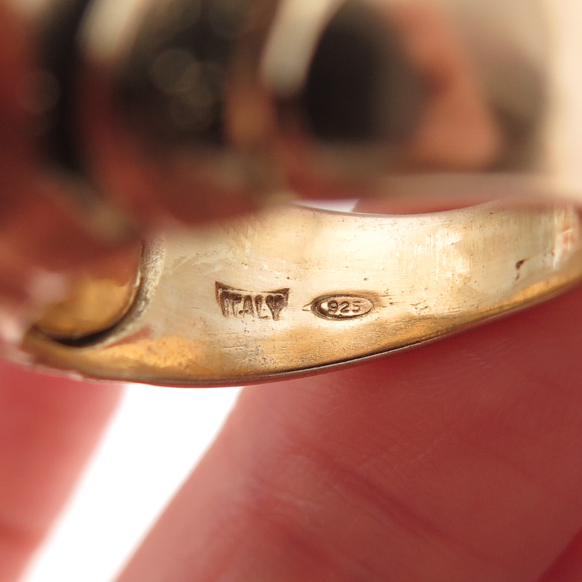 GioIelli Di Valenza 925 Sterling Gold Plated Vintage Italy Modernist Ring Size 8
