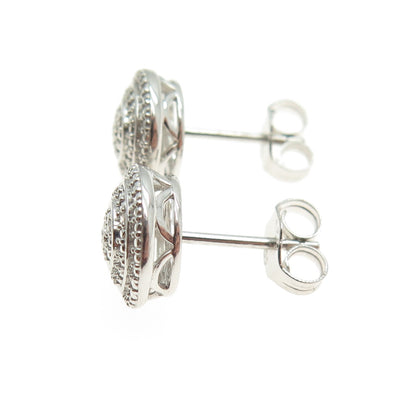 925 Sterling Silver Real Round-Cut Diamond Stud Earrings