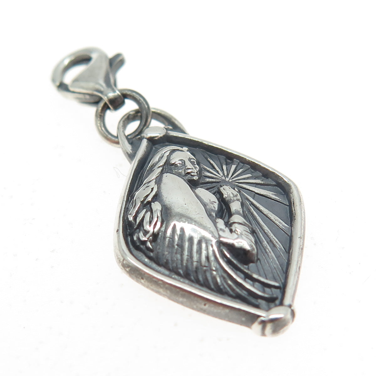 925 Sterling Silver Vintage Anael Angel of Love Lobster Lock Charm Pendant