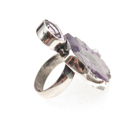 CID Clyde Duneier Sterling Silver Vintage Real Amethyst Modernist Ring Size 6.75