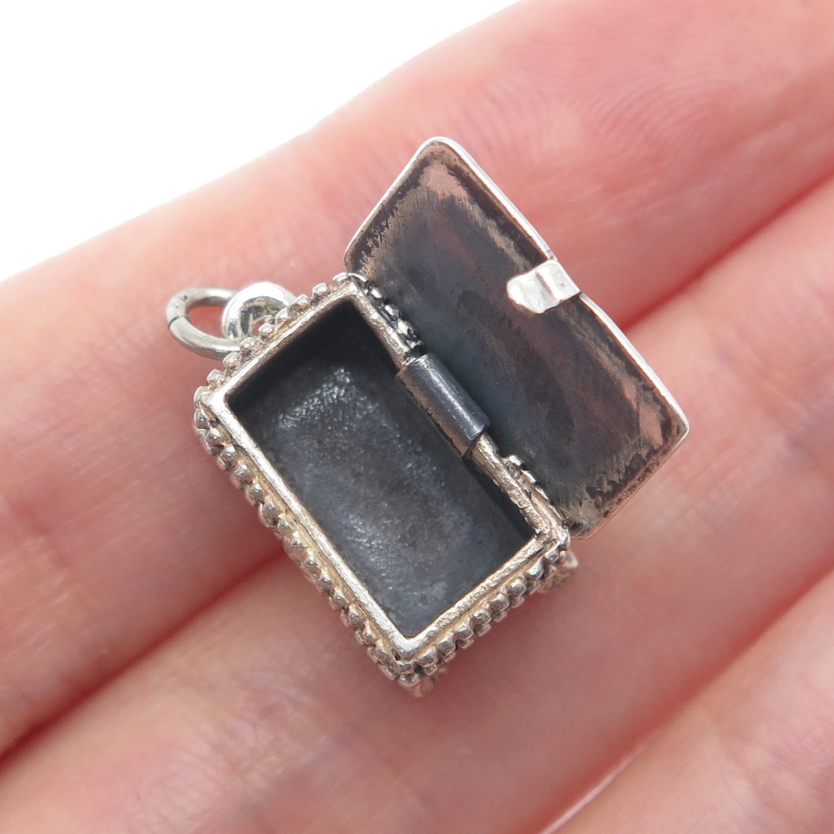 BEAU 925 Sterling Silver Vintage Hope Chest Minimalist Box Charm Pendant
