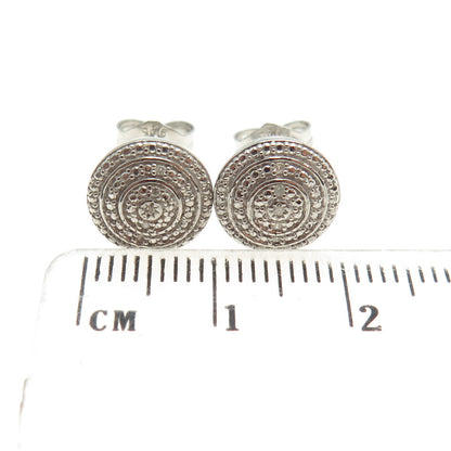 925 Sterling Silver Real Round-Cut Diamond Stud Earrings