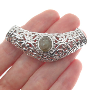 CHAPAL ZENRAY Sterling Silver Vintage Real Labradorite Centerpiece Slide Pendant