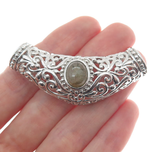 CHAPAL ZENRAY Sterling Silver Vintage Real Labradorite Centerpiece Slide Pendant