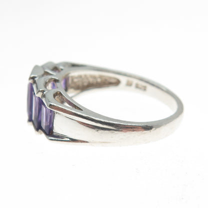 MICHELLE ALBALA 925 Sterling Silver Vintage Real Amethyst Gem Ring Size 9.25