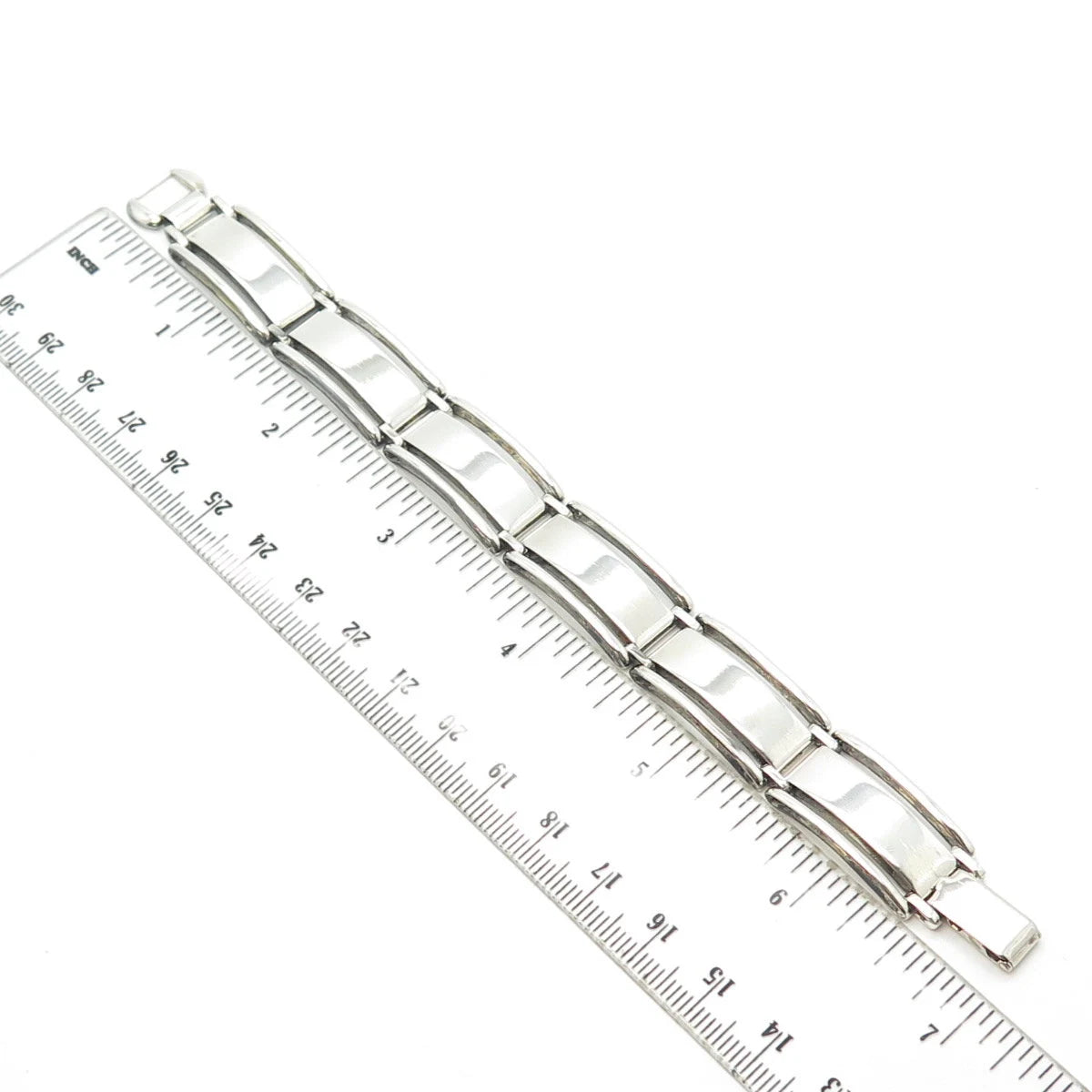 925 Sterling Silver Vintage Panel Link Bracelet 7"