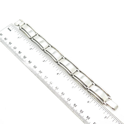 925 Sterling Silver Vintage Panel Link Bracelet 7"