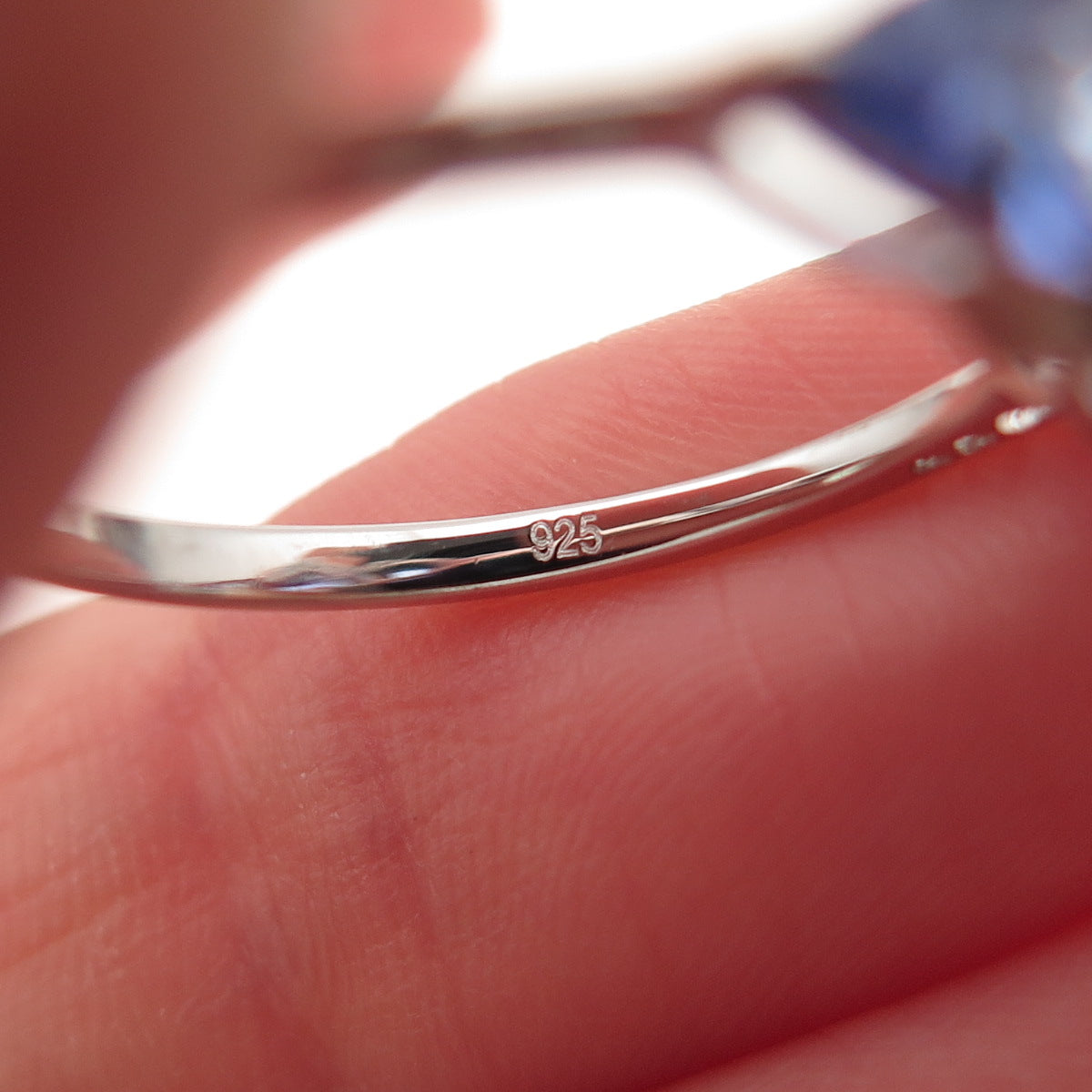 925 Sterling Silver Real Heart & Pear-Cut Tanzanite Ring Size 8