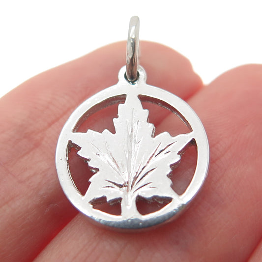 925 Sterling Silver Vintage Maple Leaf Minimalist Charm Pendant