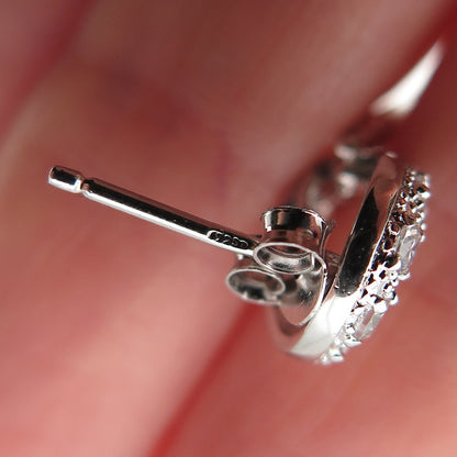 925 Sterling Silver Round-Cut C Z Dangle Earrings