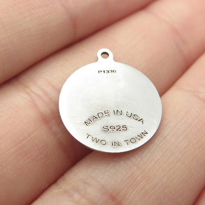 925 Sterling Silver USA Two In Town Butterfly Charm Pendant