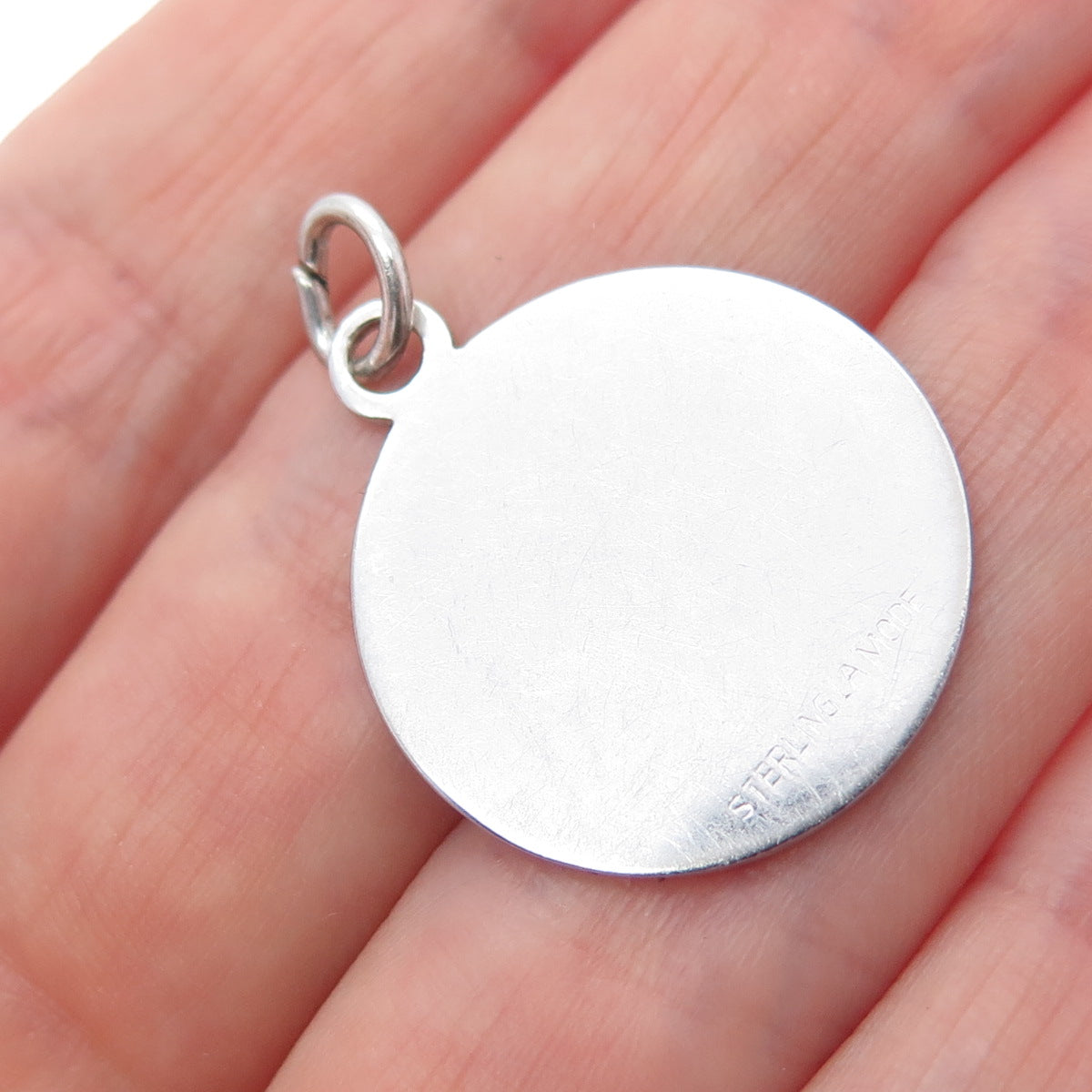 LAMODE 925 Sterling Silver Vintage Round Tag Charm Pendant