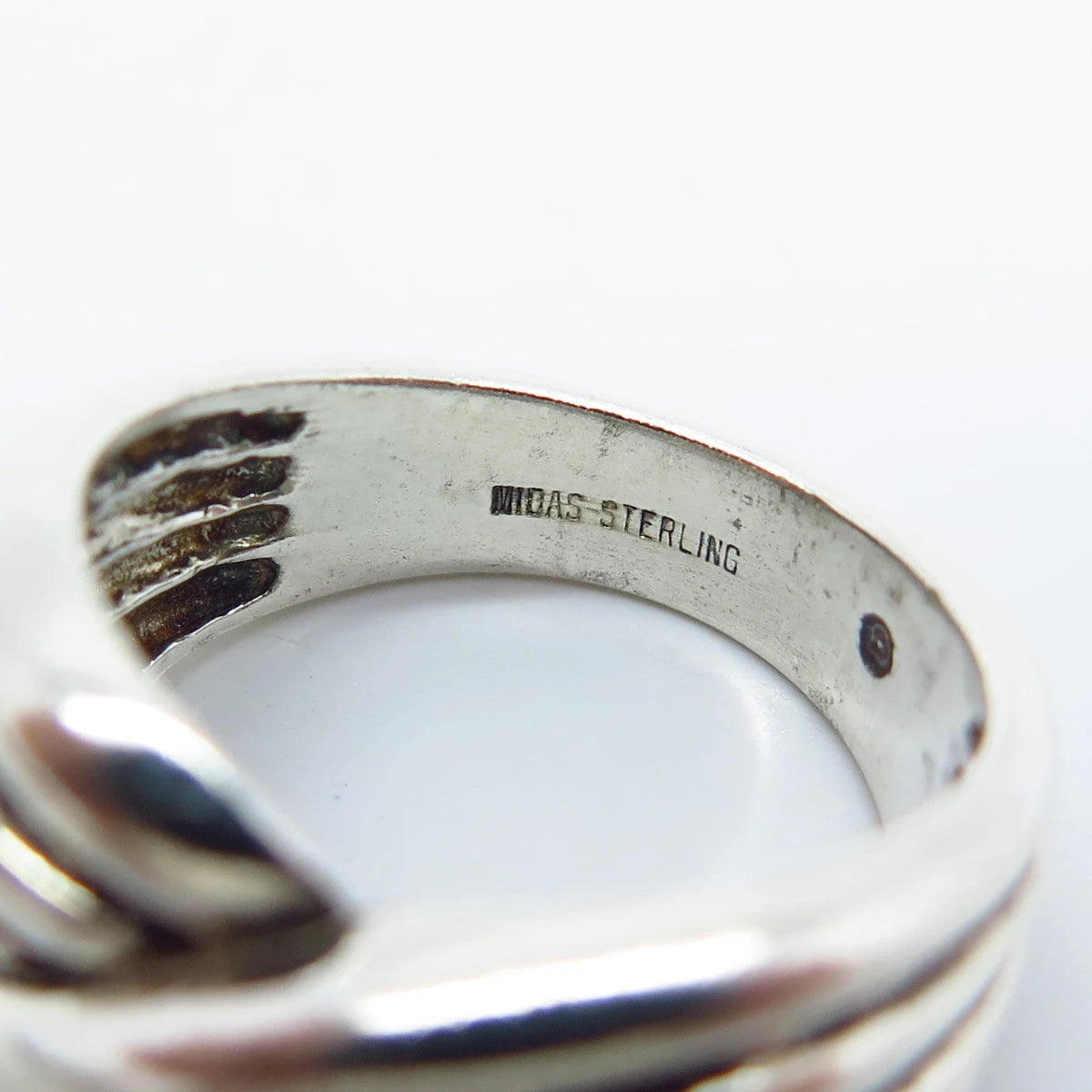 925 Sterling Silver Vintage Midas Ribbed Ring Size 5.75