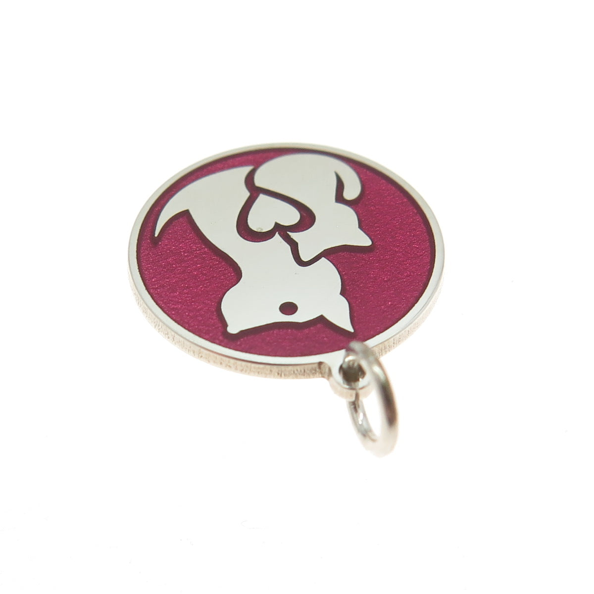 925 Sterling Silver Pink Enamel Dog & Cat Friendship Minimalist Charm Pendant