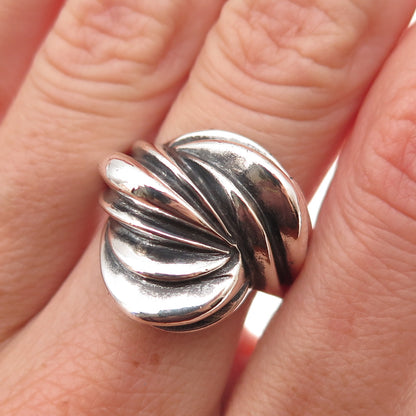 Chapal Zenray 925 Sterling Silver Vintage Modernist Oxidized Ring Size 8