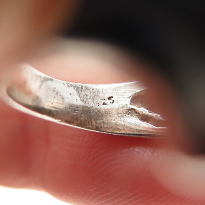 925 Sterling Silver Vintage Modernist Flame Oxidized Ring Size 6.25