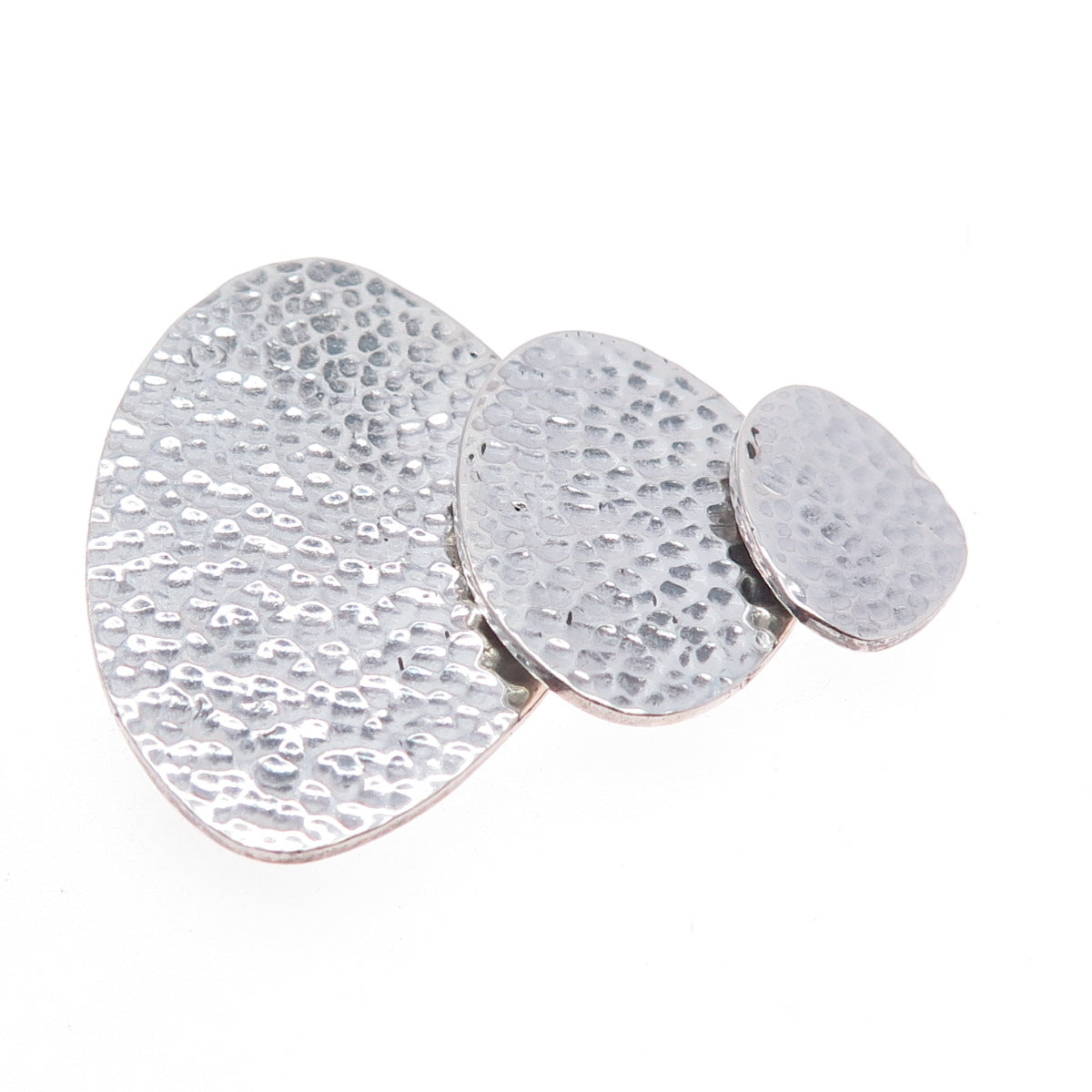 925 Sterling Silver Vintage Modernist Hammered Slide Pendant