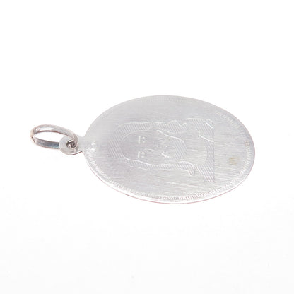 925 Sterling Silver Vintage Engraved Jesus Oval Tag Charm Pendant