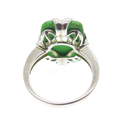 925 Sterling Silver Real Green Turquoise Gemstone Ring Size 11.25