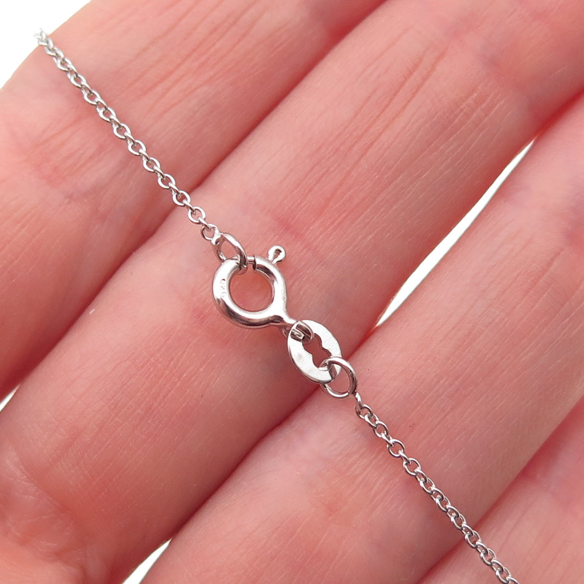 925 Sterling Silver Round-Cut C Z Heart Cable Chain Necklace 18"