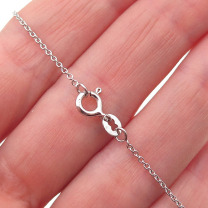925 Sterling Silver Round-Cut C Z Heart Cable Chain Necklace 18"