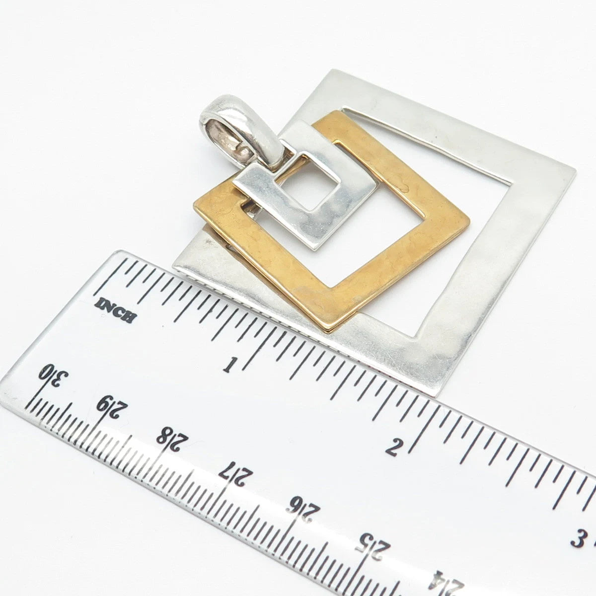 925 Sterling Silver 2-Tone Vintage Robert Lee Morris Open Triple Square Pendant