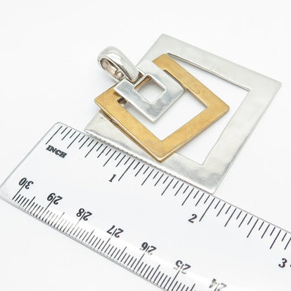 925 Sterling Silver 2-Tone Vintage Robert Lee Morris Open Triple Square Pendant