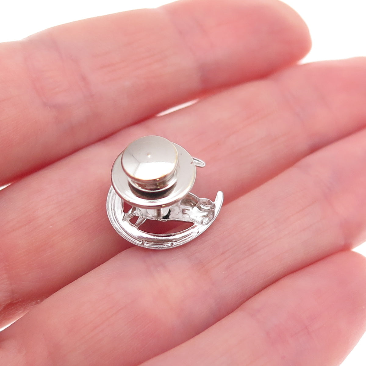 925 Sterling Silver Antique Art Deco Horse / Horseshoe Tie Tack Lapel Pin