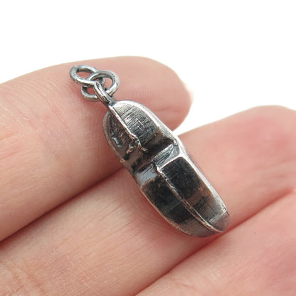 835 Silver Antique Enamel Netherlands Dutch Clog Shoe 3D Charm Pendant