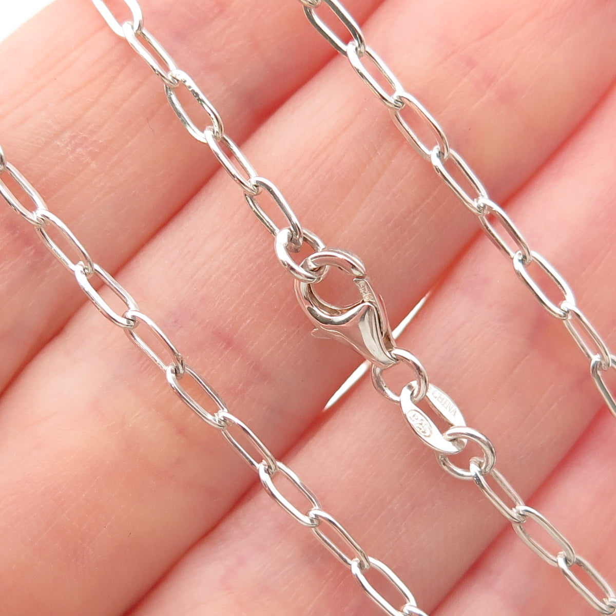 925 Sterling Silver Paperclip Chain Necklace 18"