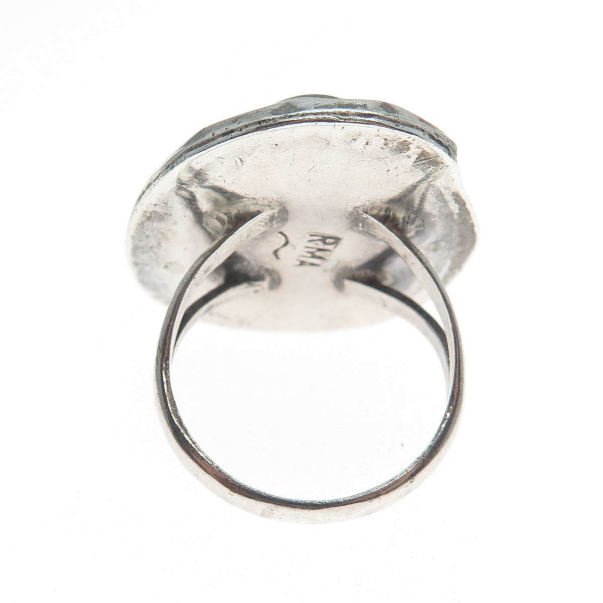 R. MARTINEZ Old Pawn 925 Sterling Silver Vintage Real Turquoise Ring Size 7.5